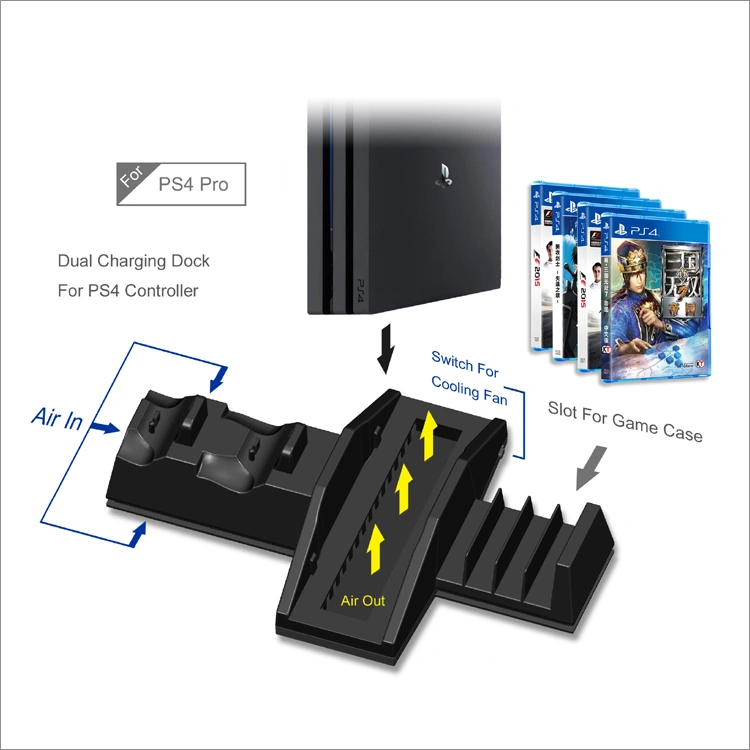 DOBE TP4-837 charging and cooling stand with PS4 Pro console