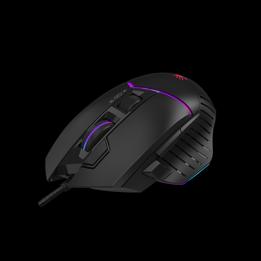 W95 Max Extra Fire gaming mouse with RGB lighting and fire wheel