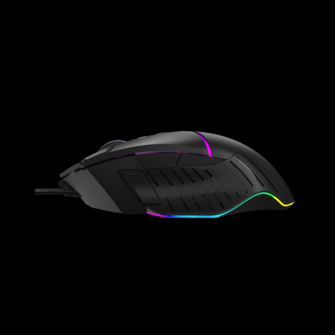 W95 Max Extra Fire gaming mouse with RGB lighting and fire wheel