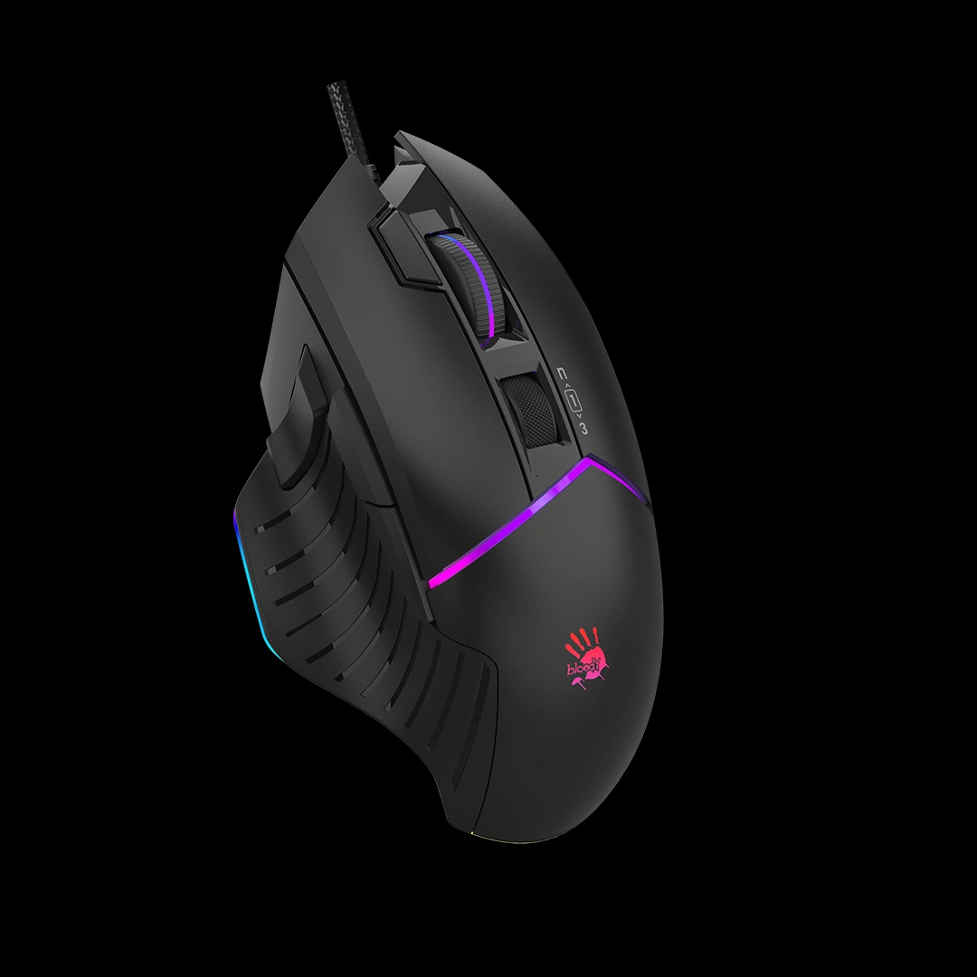 W95 Max Extra Fire gaming mouse with RGB lighting and fire wheel