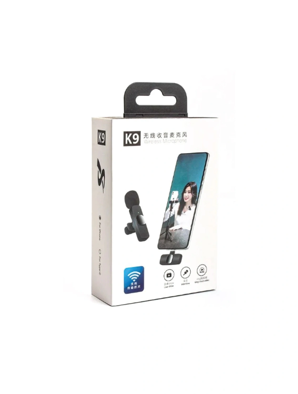 K9 Wireless Collar Mic clipped to a shirt collar