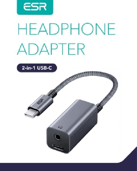 ESR USB C Headphone Adapter 2 in 1 grey colour