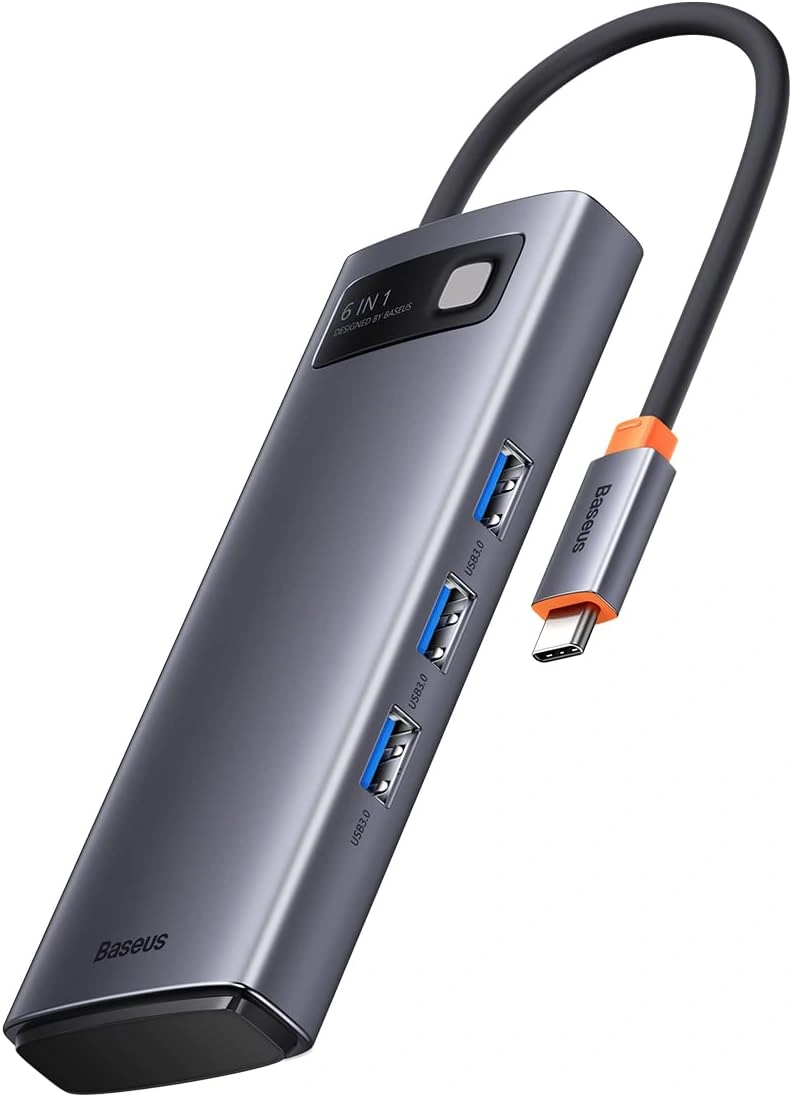 Baseus Metal Gleam 6-in-1 Type-C hub docking station gray price in Pakistan