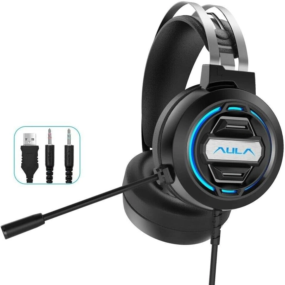 Aula S603 wired gaming headset with 7 color breathing RGB light, gaming headset price in Pakistan