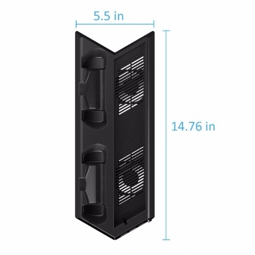 PS4 Slim vertical stand with two DualShock 4 controllers charging