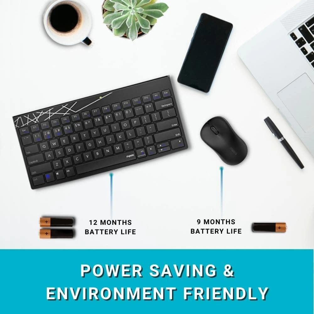 Rapoo 8000M Multi Device Wireless Keyboard and Mouse Combo