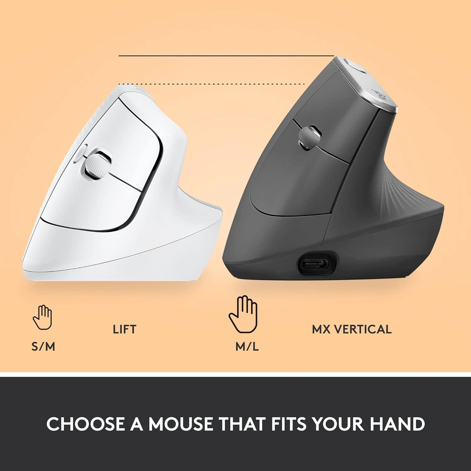 Logitech Lift off white vertical ergonomic wireless mouse for comfortable desk use