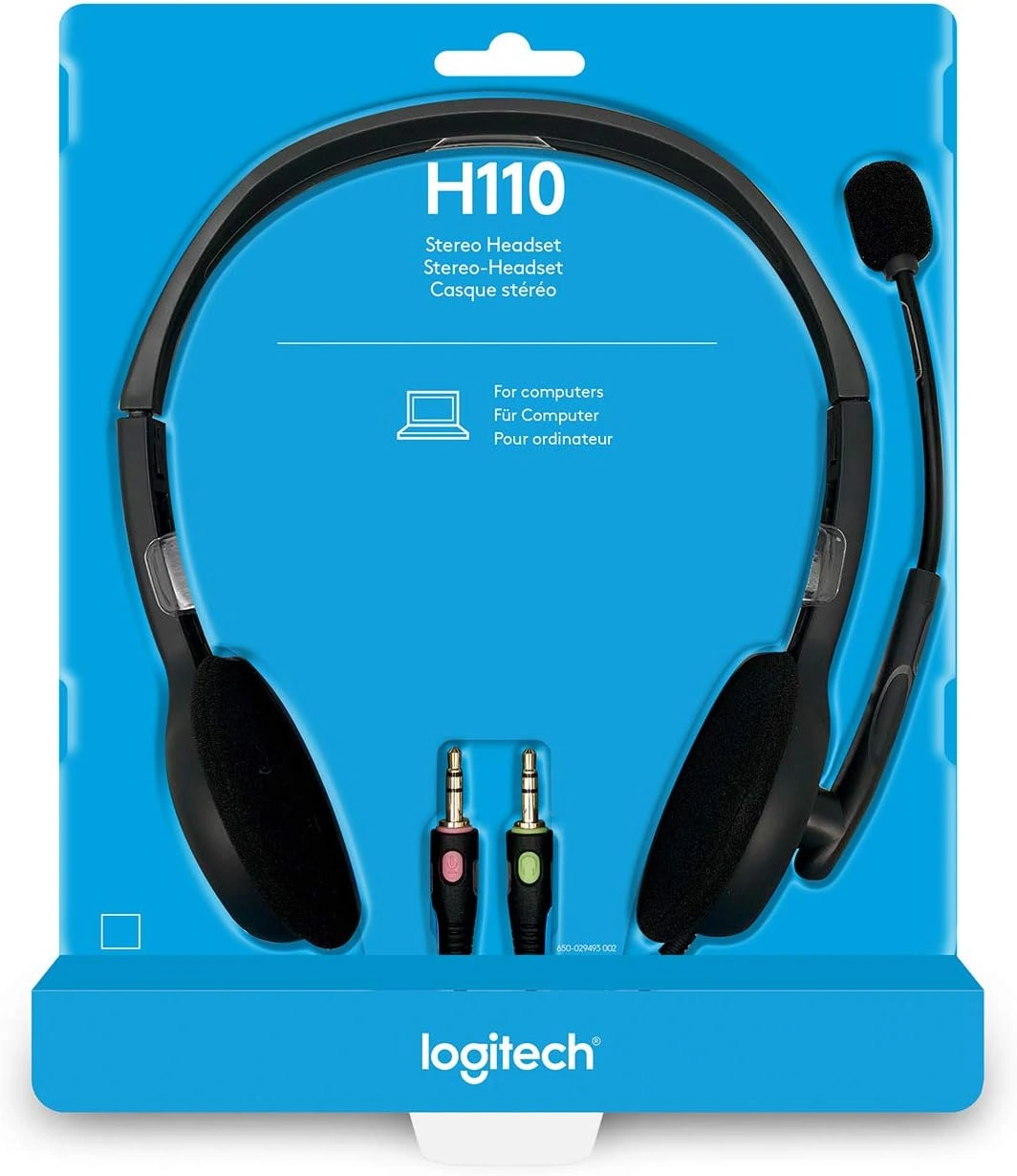 Logitech H110 stereo headset silver color