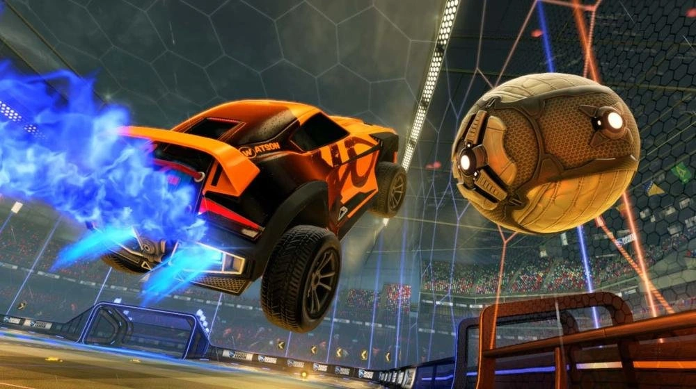Car soccer game Xbox One Rocket League gameplay screenshot arena
