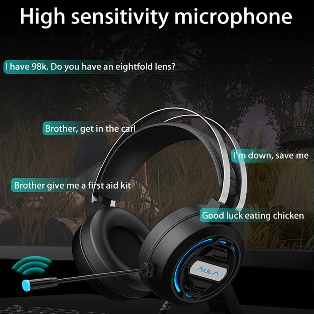 Aula S603 wired gaming headset with 7 color breathing RGB light, gaming headset price in Pakistan
