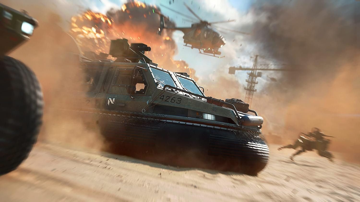 Battlefield 2042 PS5 game cover showing soldiers in a futuristic warzone – FPS shooter game and top PS5 online game at great PS5 games price in Pakistan