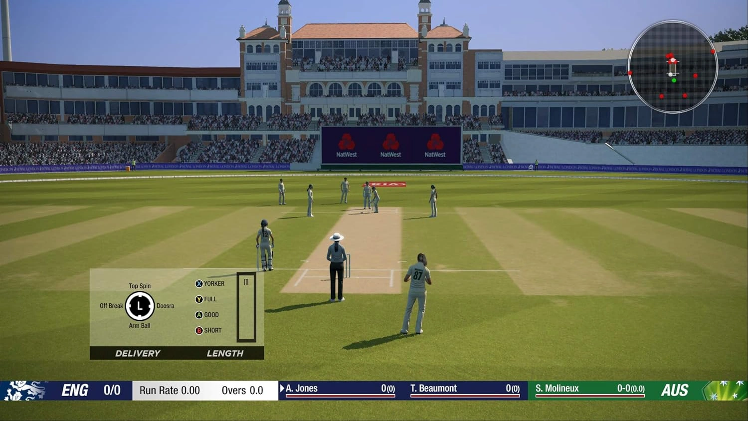 Cricket 19 Nintendo Switch game box showing a cricketer batting with stadium crowd in the background