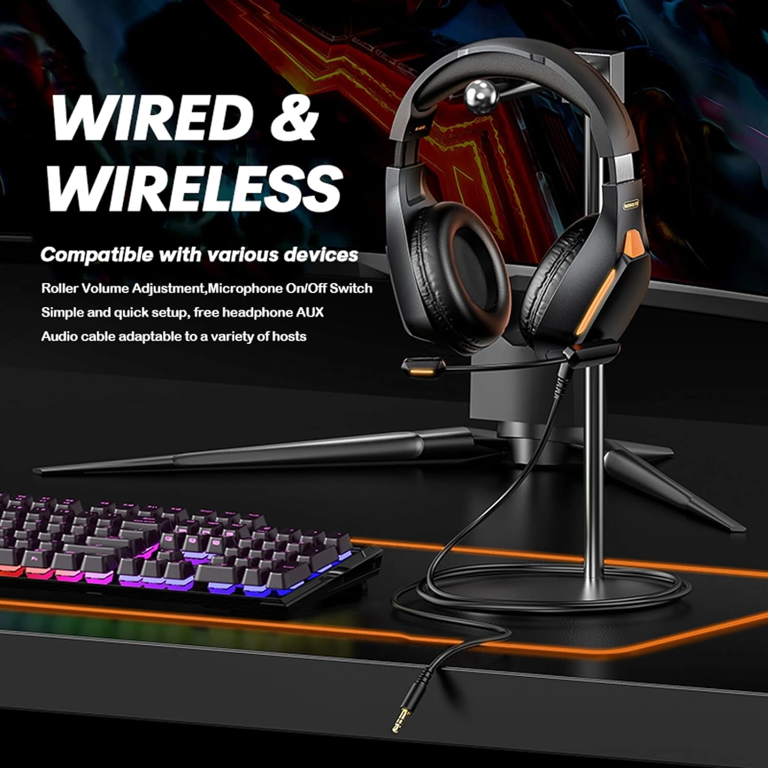 RB-680HB wireless gaming headset for PS5 and PC