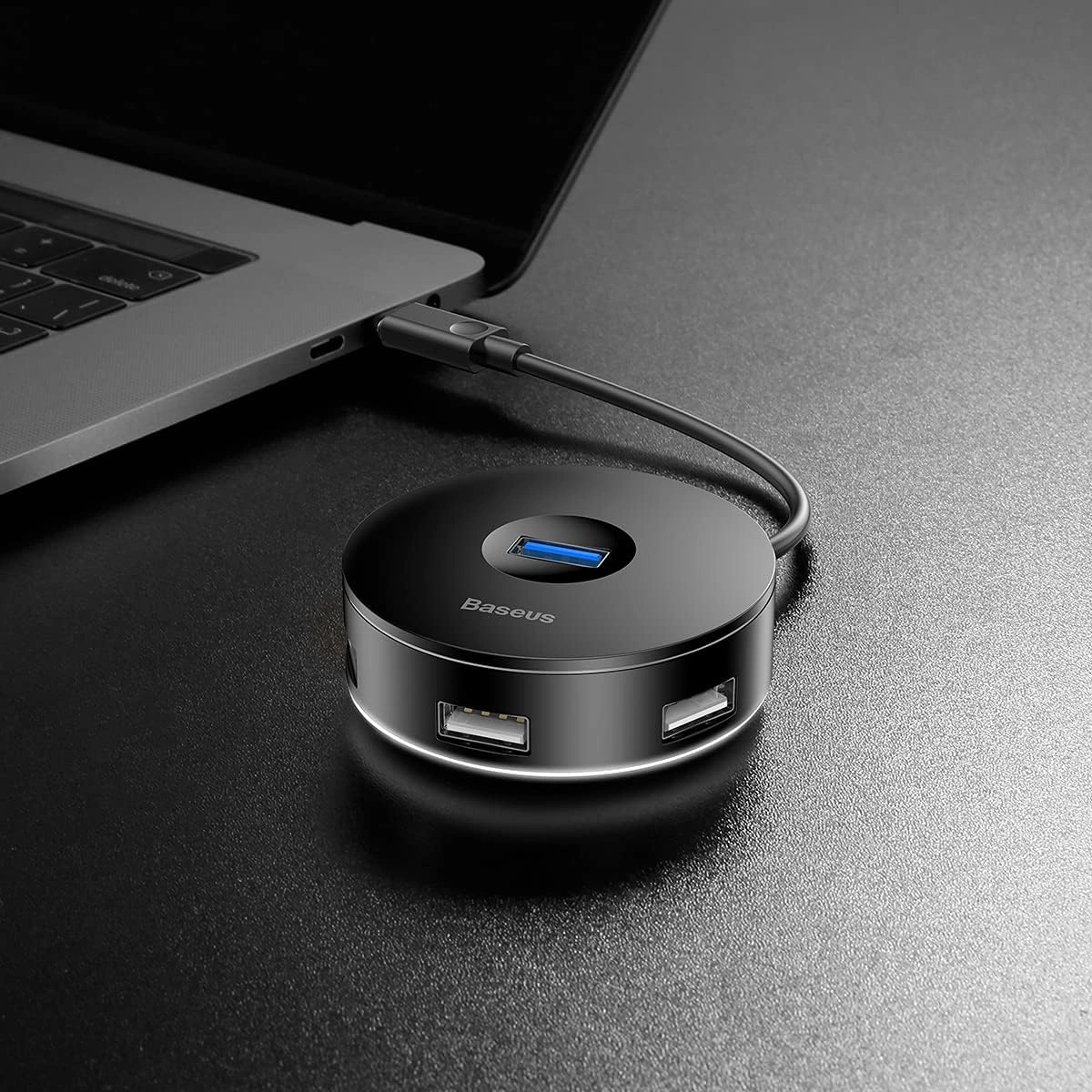 Baseus round box hub price in Pakistan – top view of ports