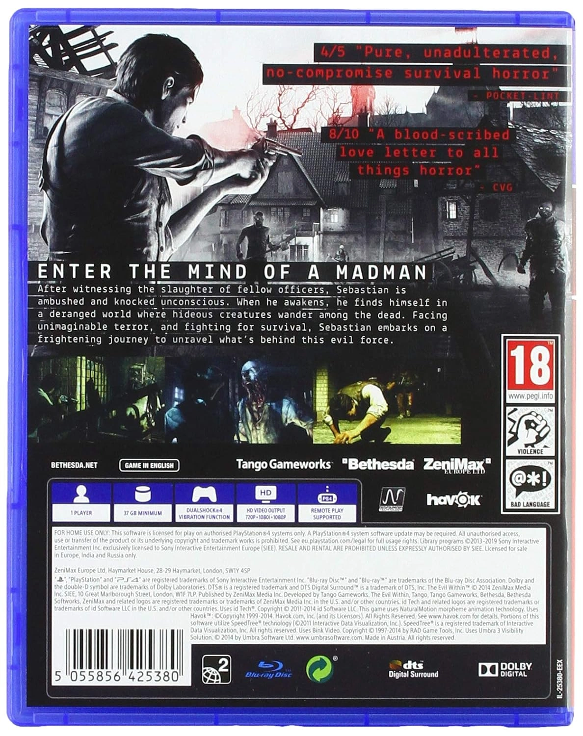 The Evil Within PS4 back cover artwork