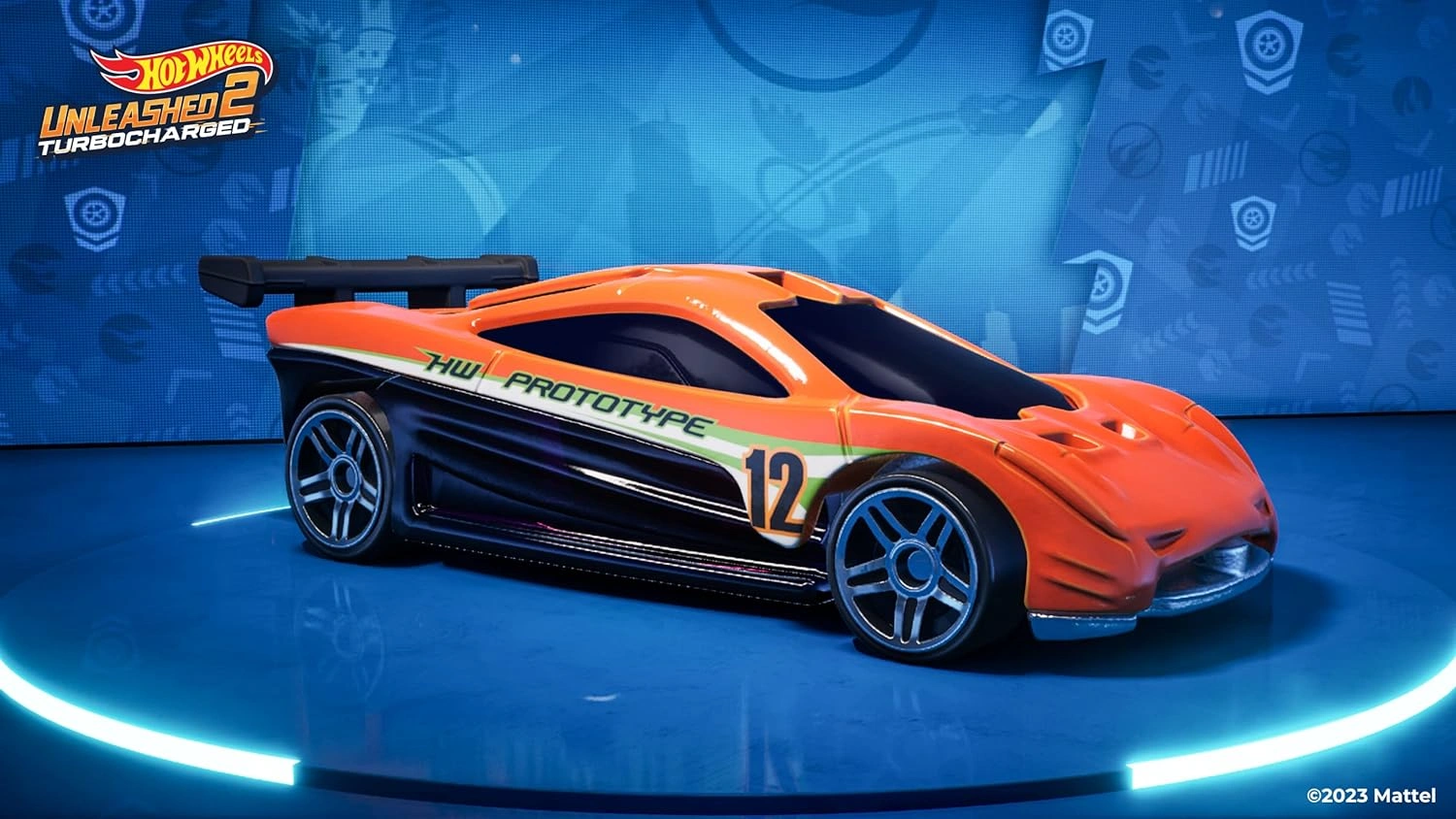 Hot Wheels Unleashed 2 Turbocharged Nintendo Switch game box featuring bright orange Hot Wheels cars on a loop track