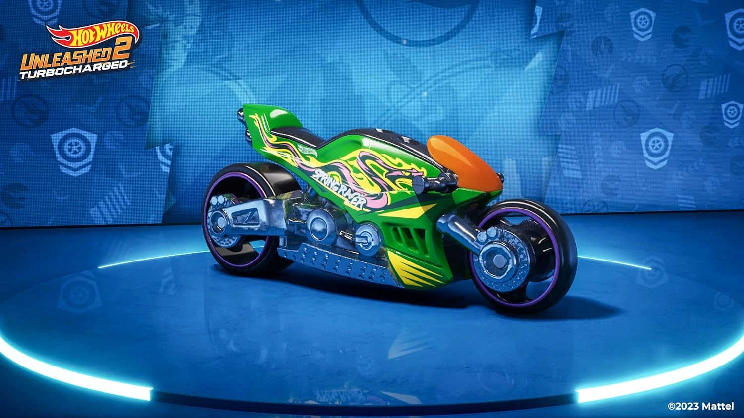 Hot Wheels Unleashed 2 Turbocharged Nintendo Switch game box featuring bright orange Hot Wheels cars on a loop track