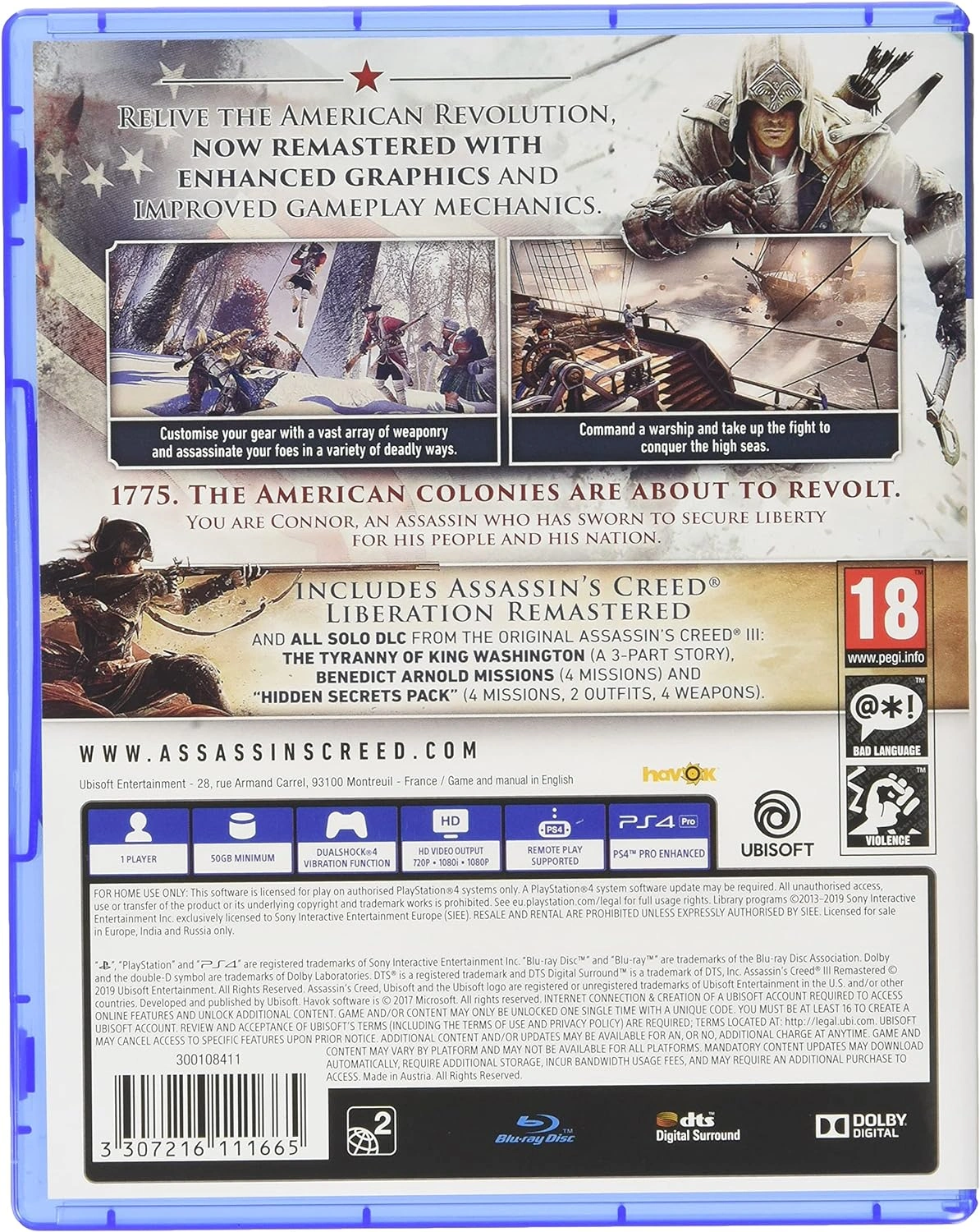 Assassin's Creed III Remastered and Liberation Remastered PlayStation 4