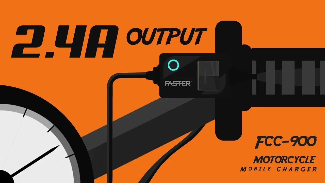 Faster FCC-900 motorcycle waterproof charger with LED indicator and USB port