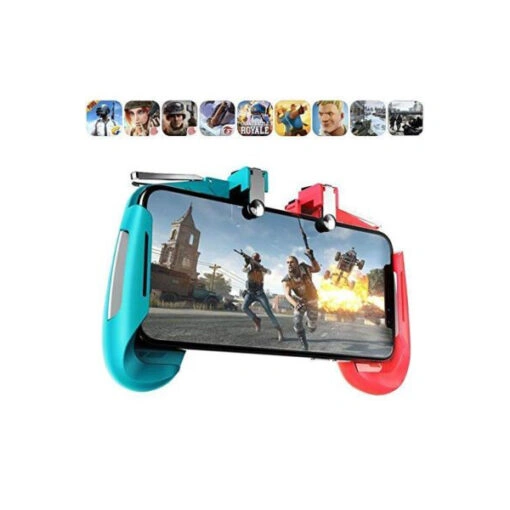 AK16 PUBG Fortnite Gamepad clipped onto a smartphone for mobile gaming