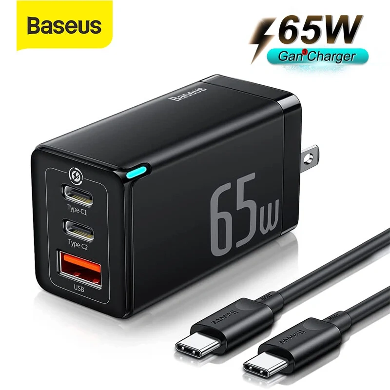 Baseus GaN3 Pro 65W fast charger 2C+U, GaN laptop charger for Pakistan