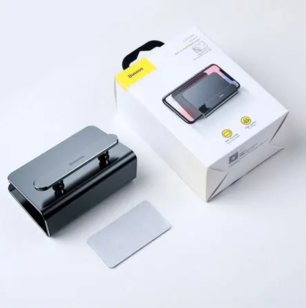 Baseus Metal Wall Mount Smartphone Holder on a tiled wall