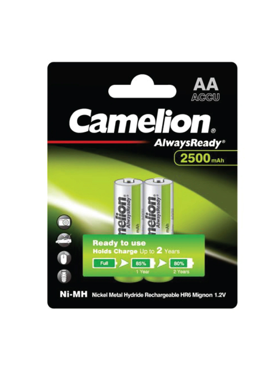 Camelion AlwaysReady 2500mAh HR6 AA rechargeable battery