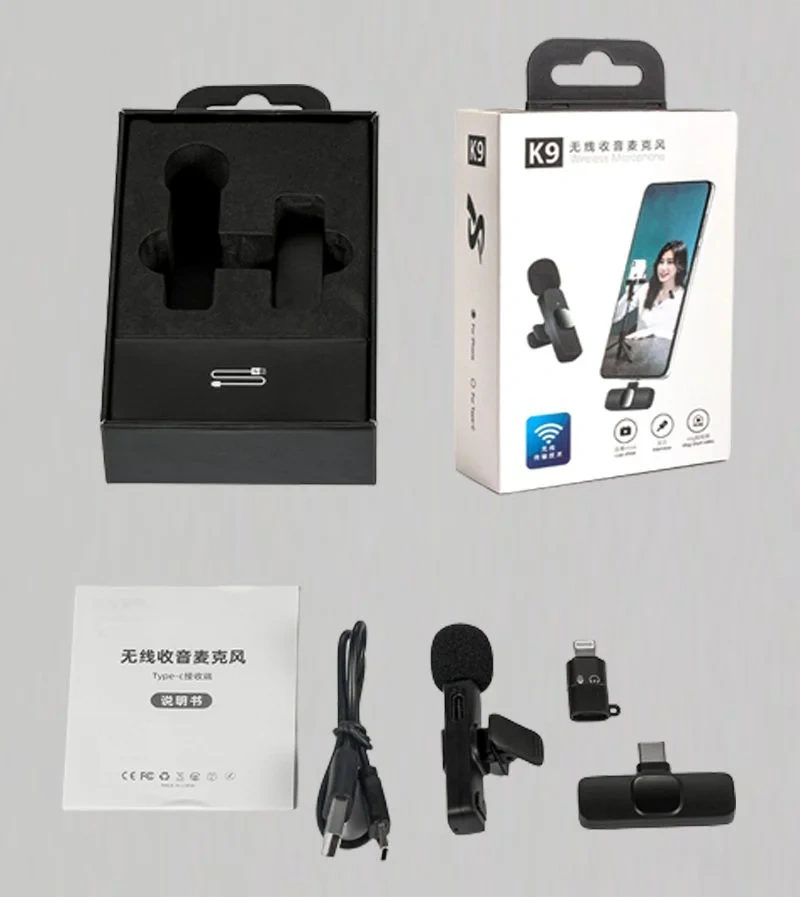 K9 Wireless Collar Mic clipped to a shirt collar