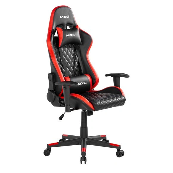 MXG GCH-01 red black diamond quilted PU gaming chair with headrest and lumbar support for Pakistani gamers