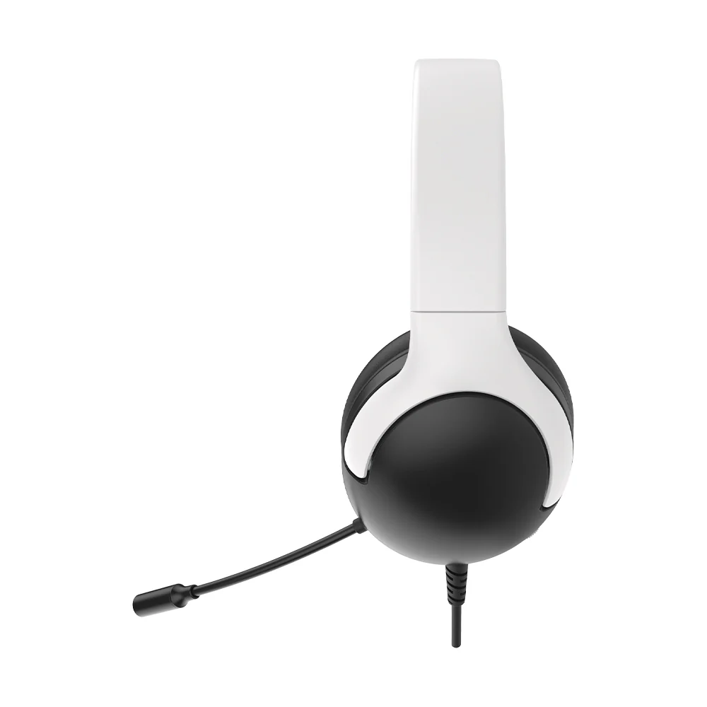 Qware PS5 Deluxe stereo gaming headset in black and white on a white background