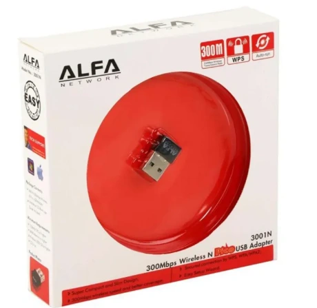Alfa Mini WiFi Adapter 300Mbps USB stick plugged into a laptop