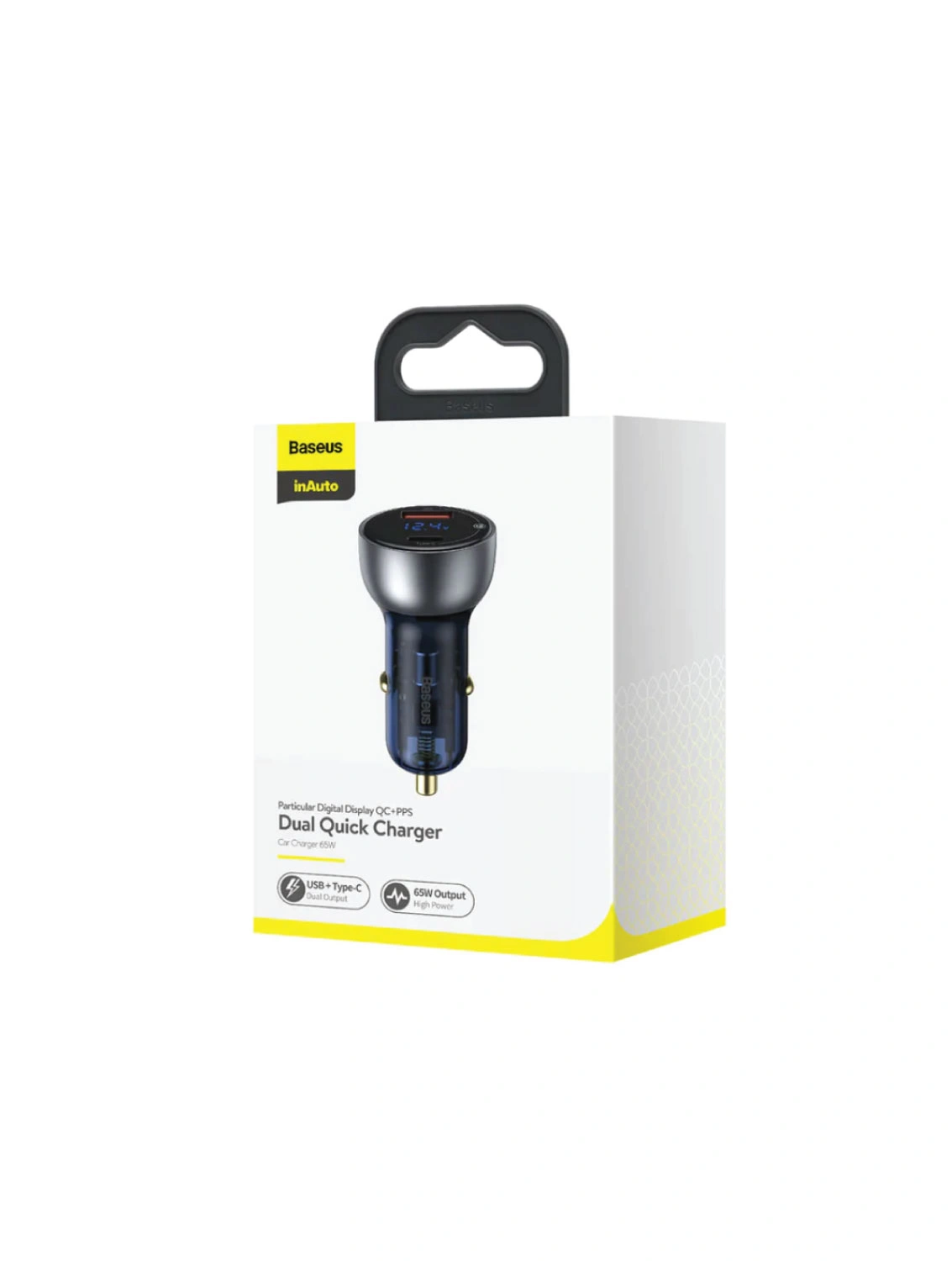Baseus 65w dual quick car charger price in Pakistan – digital display view