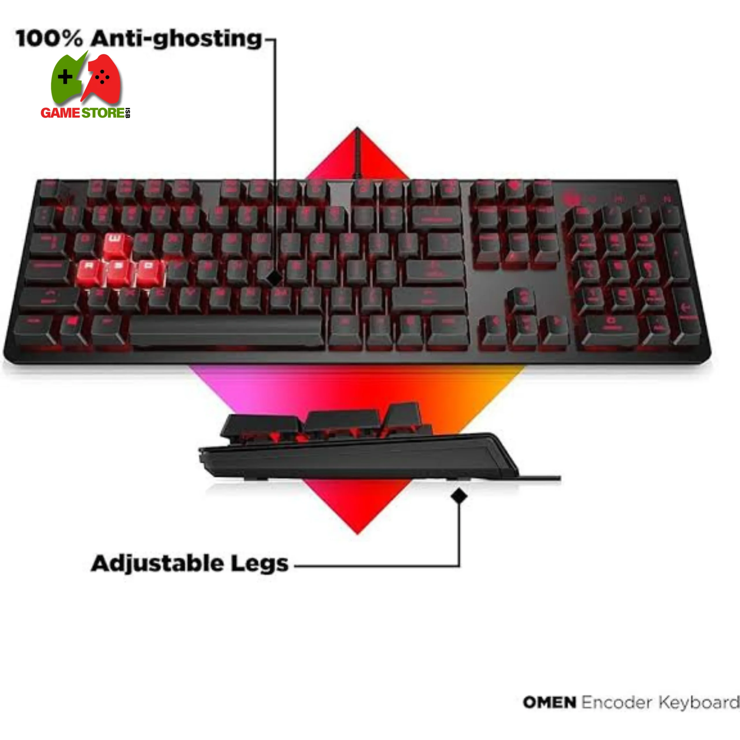 HP OMEN Encoder Mechanical Gaming Keyboard with Cherry MX Red Switches and Red LED Backlighting