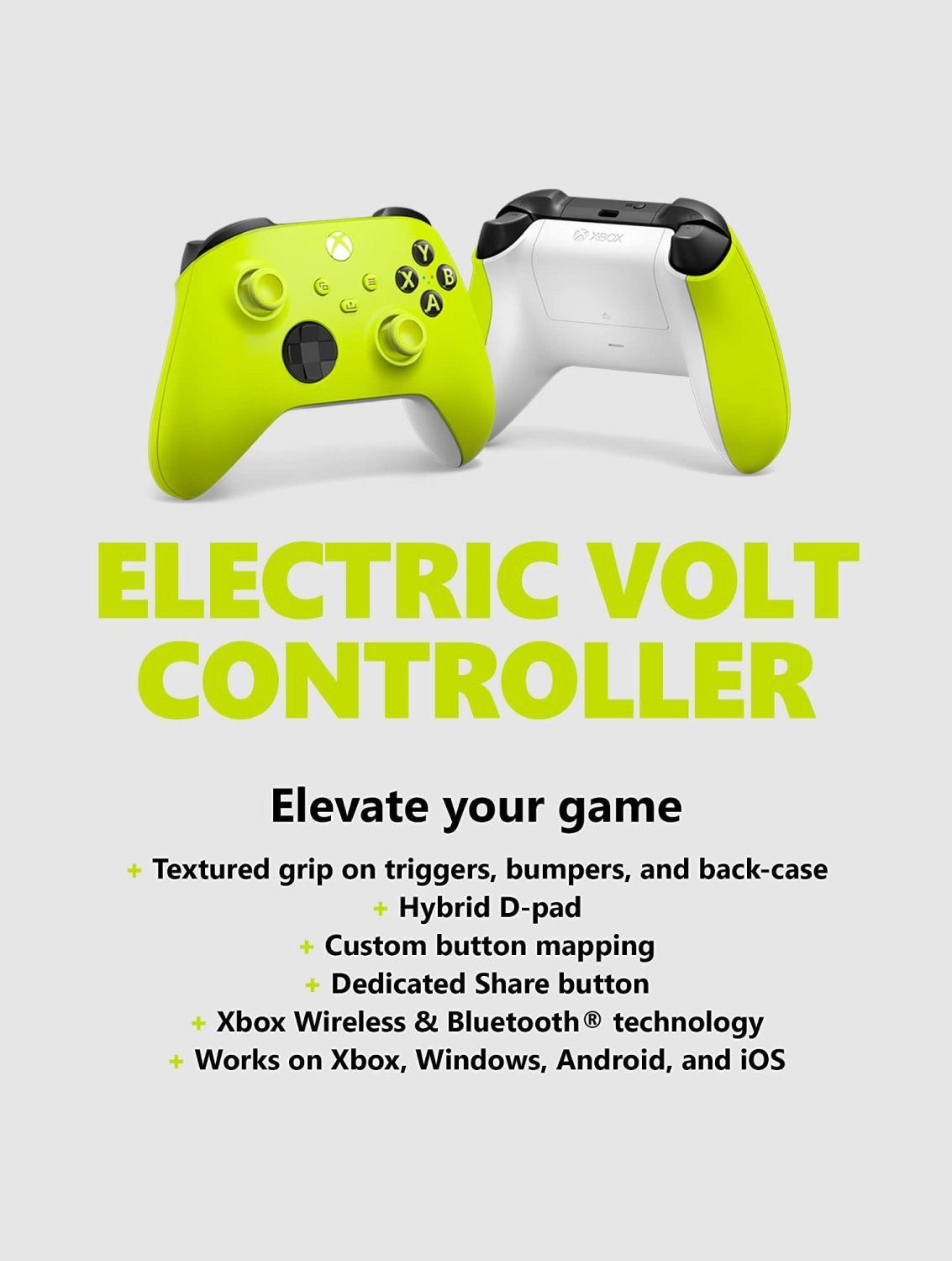 microsoft-xbox-wireless-core-controller-electric-volt-neon-green-yellow-gamepad