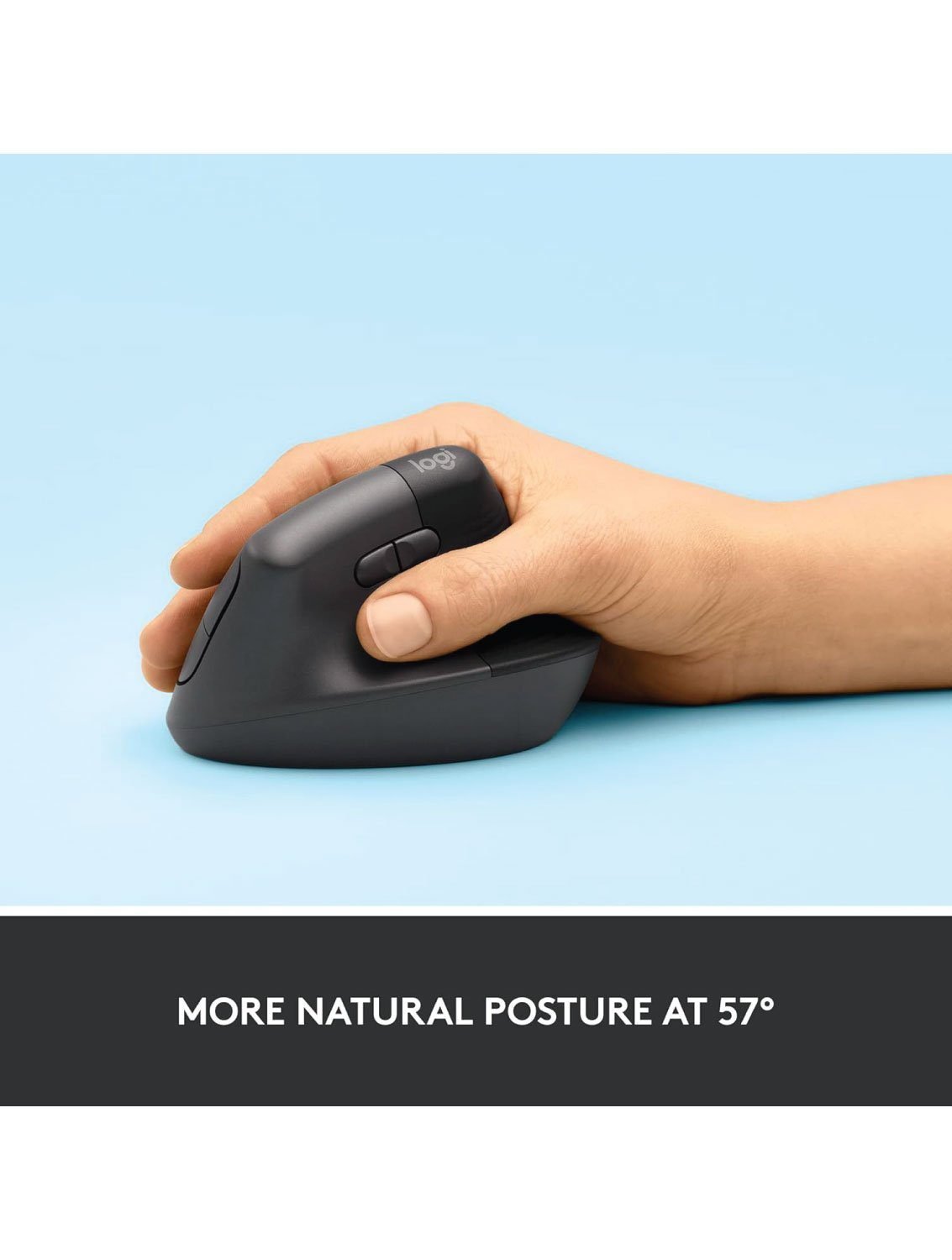 Logitech Lift vertical ergonomic wireless mouse in graphite