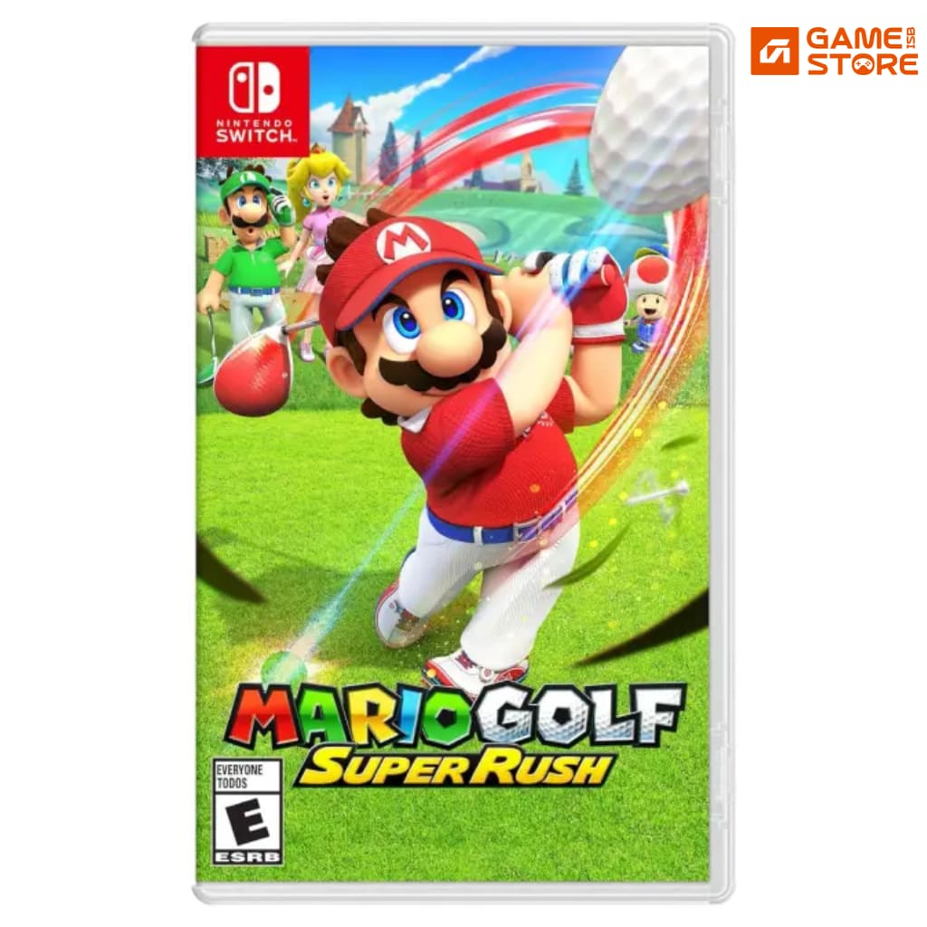 Mario Golf Super Rush Nintendo Switch game box cover Mario Golf Switch gameplay Speed Golf mode characters running
