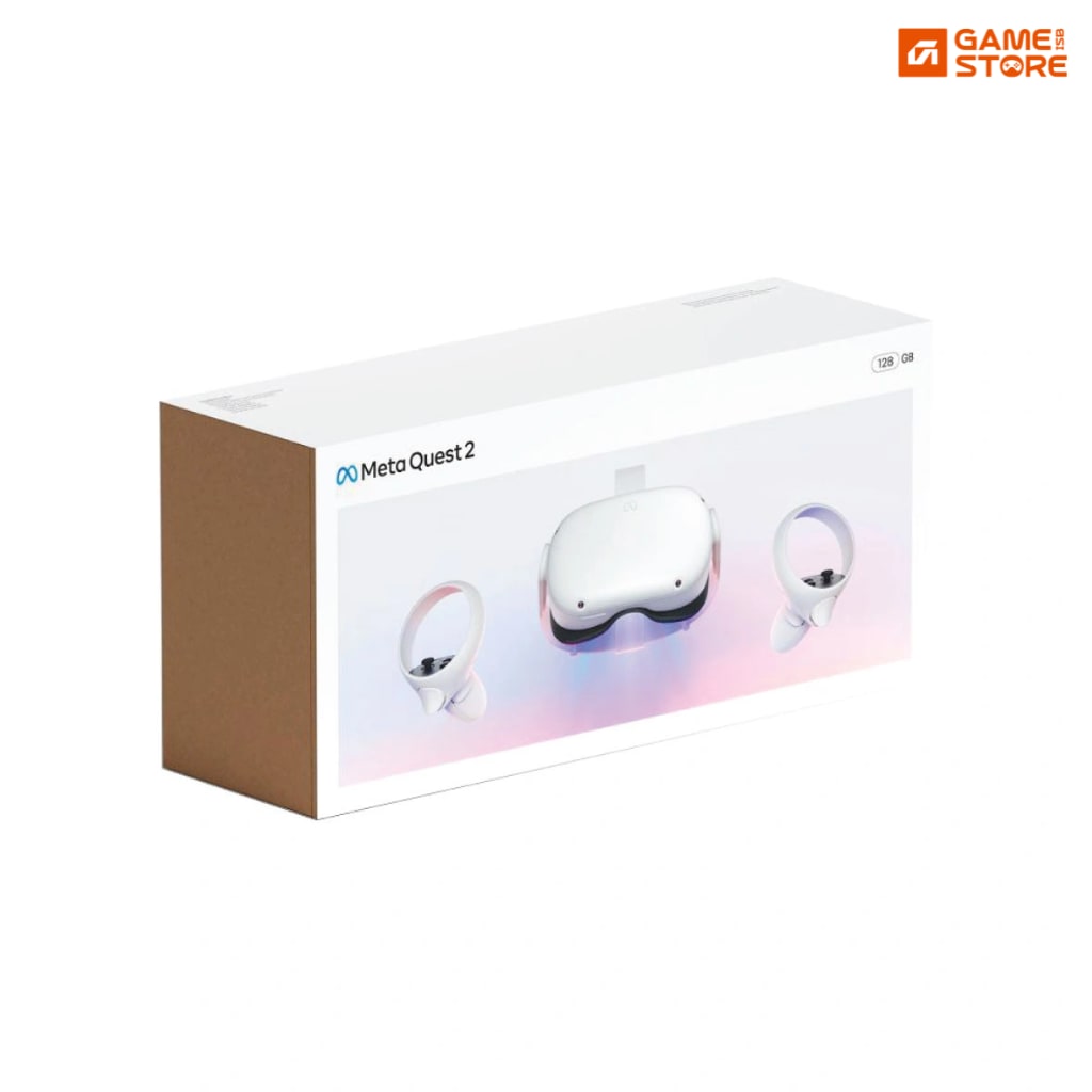 Meta Quest 2 128GB used virtual reality headset in white with Touch controllers, affordable 128GB VR Headset price in Pakistan from Meta Quest Pakistan