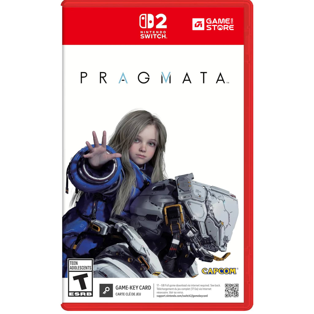 Pragmata Nintendo Switch 2 game cover featuring Hugh and Diana