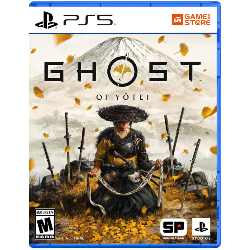 Ghost of Yotei PS5 game case cover showing Atsu the samurai warrior in Ezo
