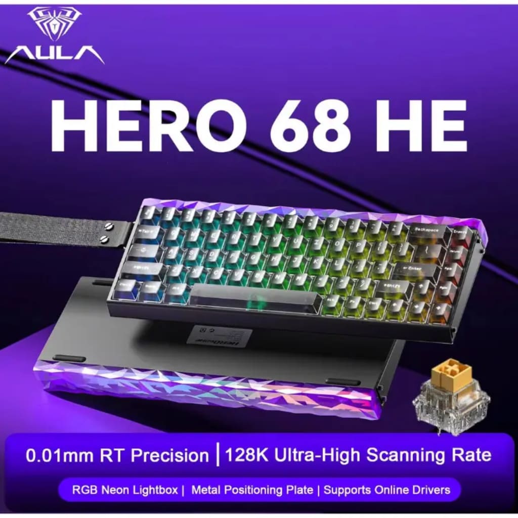 AULA HERO 68 HE Hall Effect gaming keyboard with RGB light bar