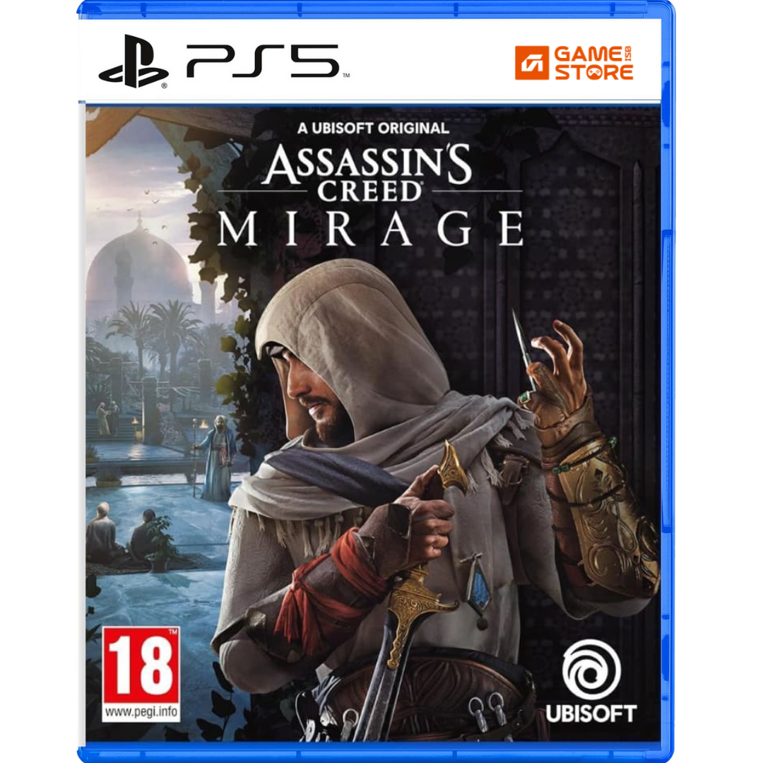 Assassin's Creed Mirage PS5 Standard Edition game cover showing Basim in Baghdad - AC Mirage PS5 Assassin Creed Game