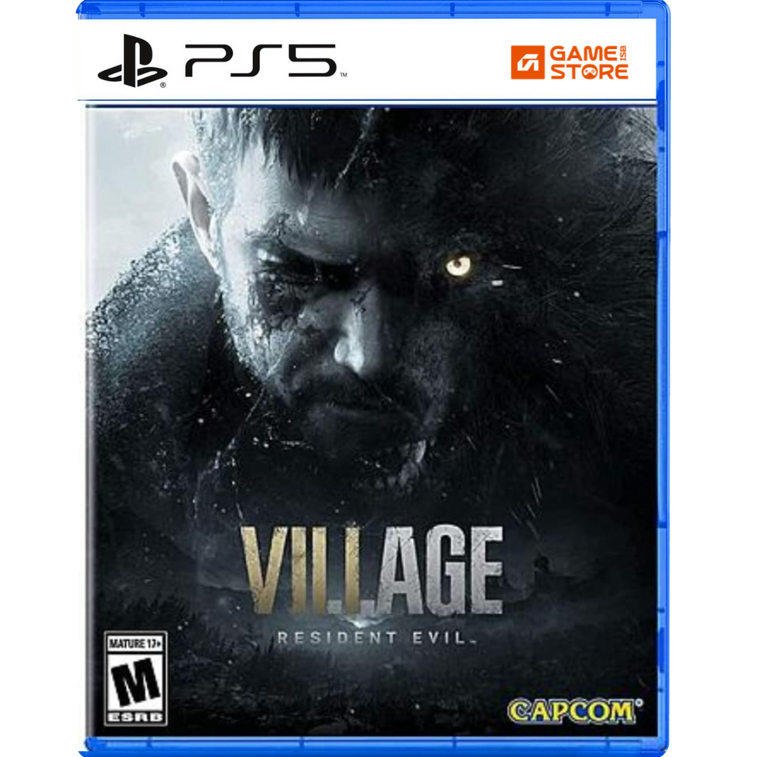 Resident Evil Village Gold Edition PS5 game cover showing Ethan Winters in a dark village – horror survival game and one of the best PS5 horror games at PS5 games price in Pakistan