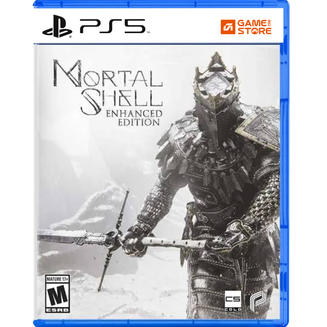 Mortal Shell Enhanced Edition PS5 Deluxe Set game cover showing a dark armoured warrior – soulslike RPG game available at PS5 games price in Pakistan