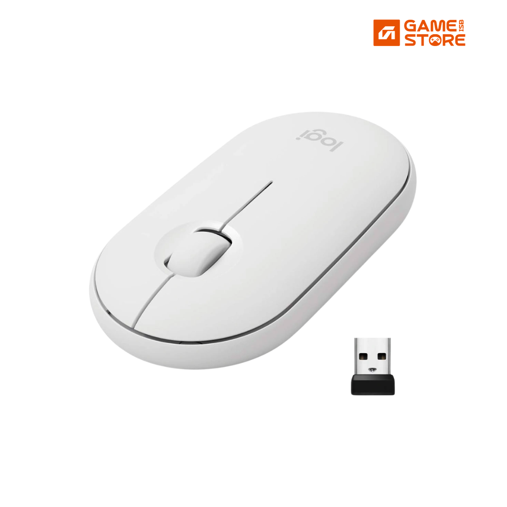 Logitech Pebble M350 Wireless Mouse Off White front view