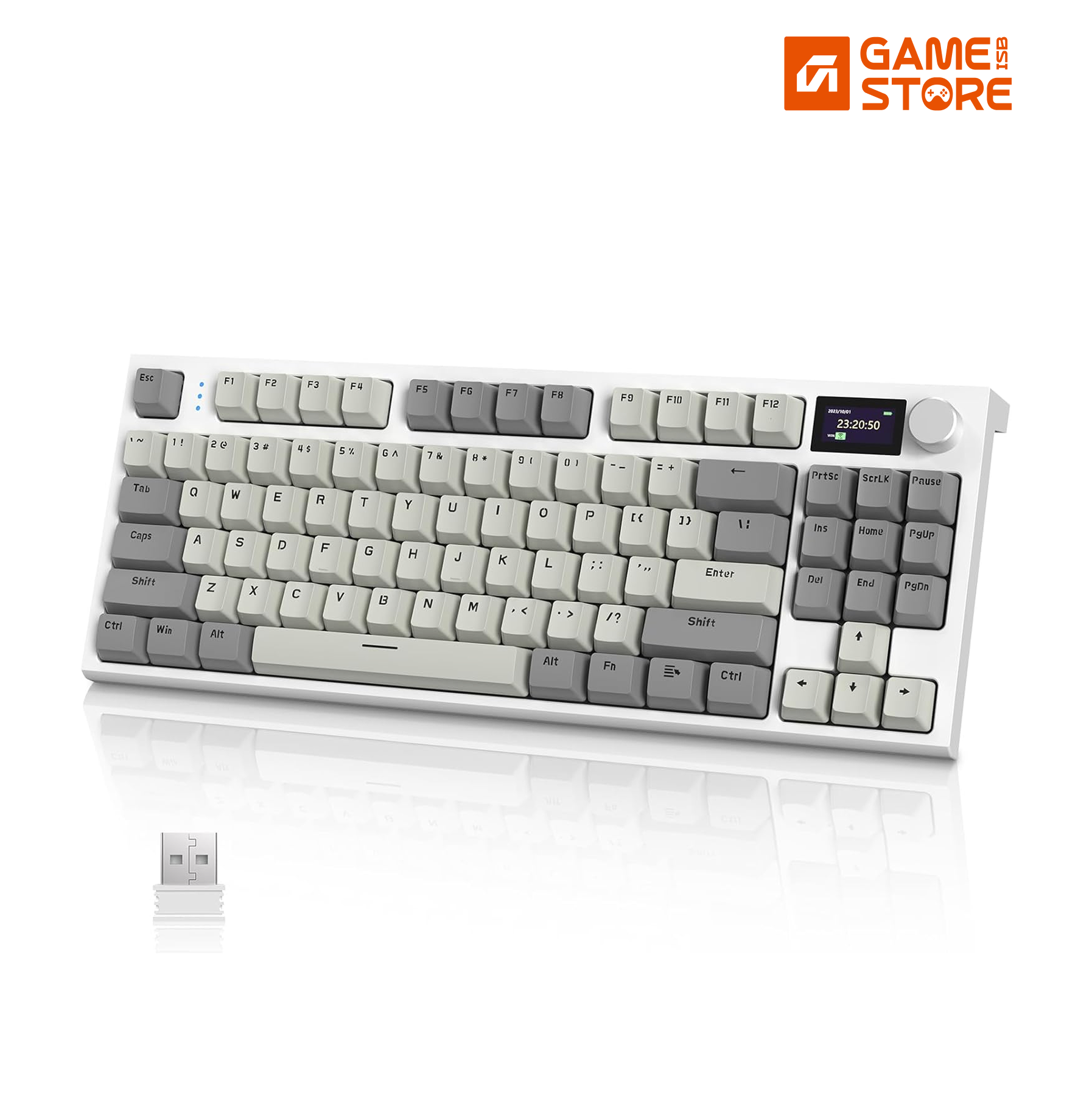 Attack Shark K86 Wireless Mechanical Keyboard with 1.2" TFT Color Display & CNC Knob, Hot Swappable RGB Backlit, 2.4GHz/BT/Wired Modes, Customizable Blue Whale Switch, PBT Keycaps for WIN/MAC (Retro Grey)
