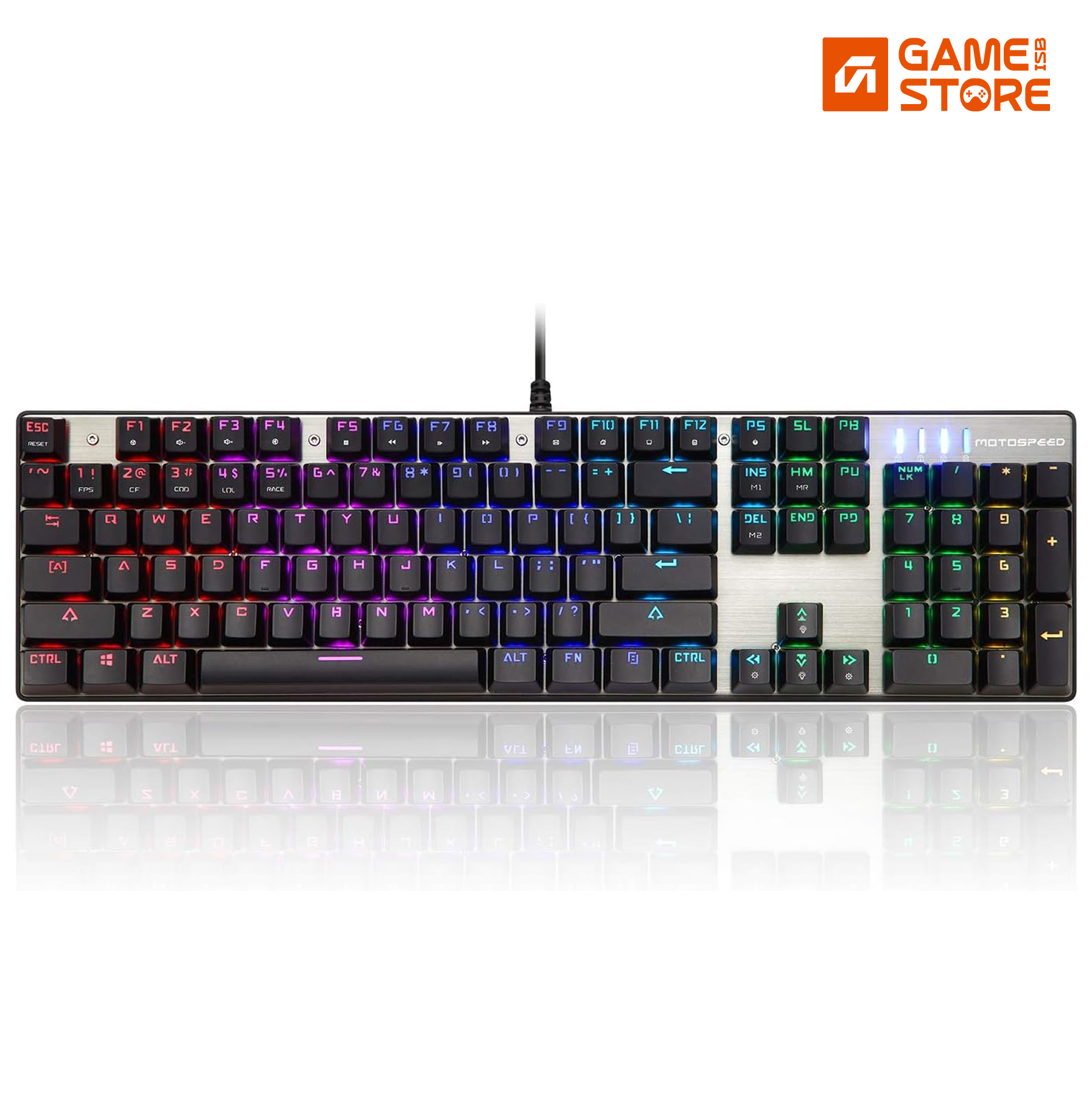 MOTOSPEED CK104 Mechanical Gaming Keyboard with Blue and Red Switch 104 Keys LED Aluminum USB Backlight for Gaming and Typing Suitable for Mac and Windows (Black)