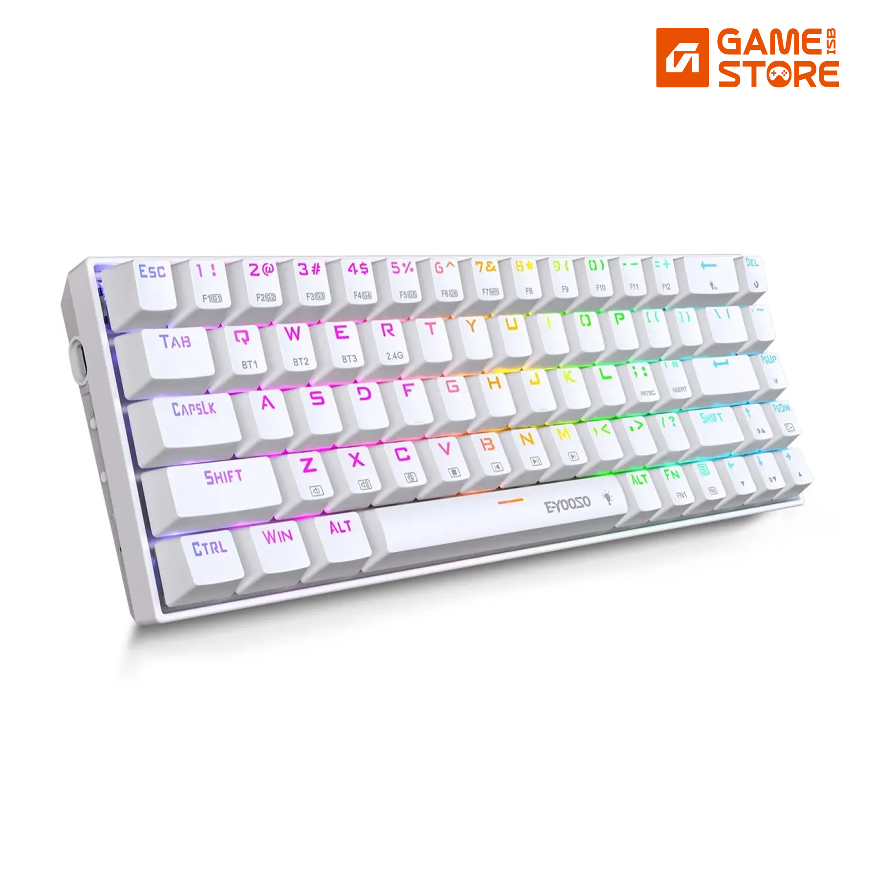 E-Yooso Z686 Gaming Keyboard - 68 Keys, USB Type-C Wired, Mechanical Keyboard, Lightweight, Anti-Ghosting,Double Shot Keycaps, Hotswappable Switch, RGB Backlight, Red Switch, White