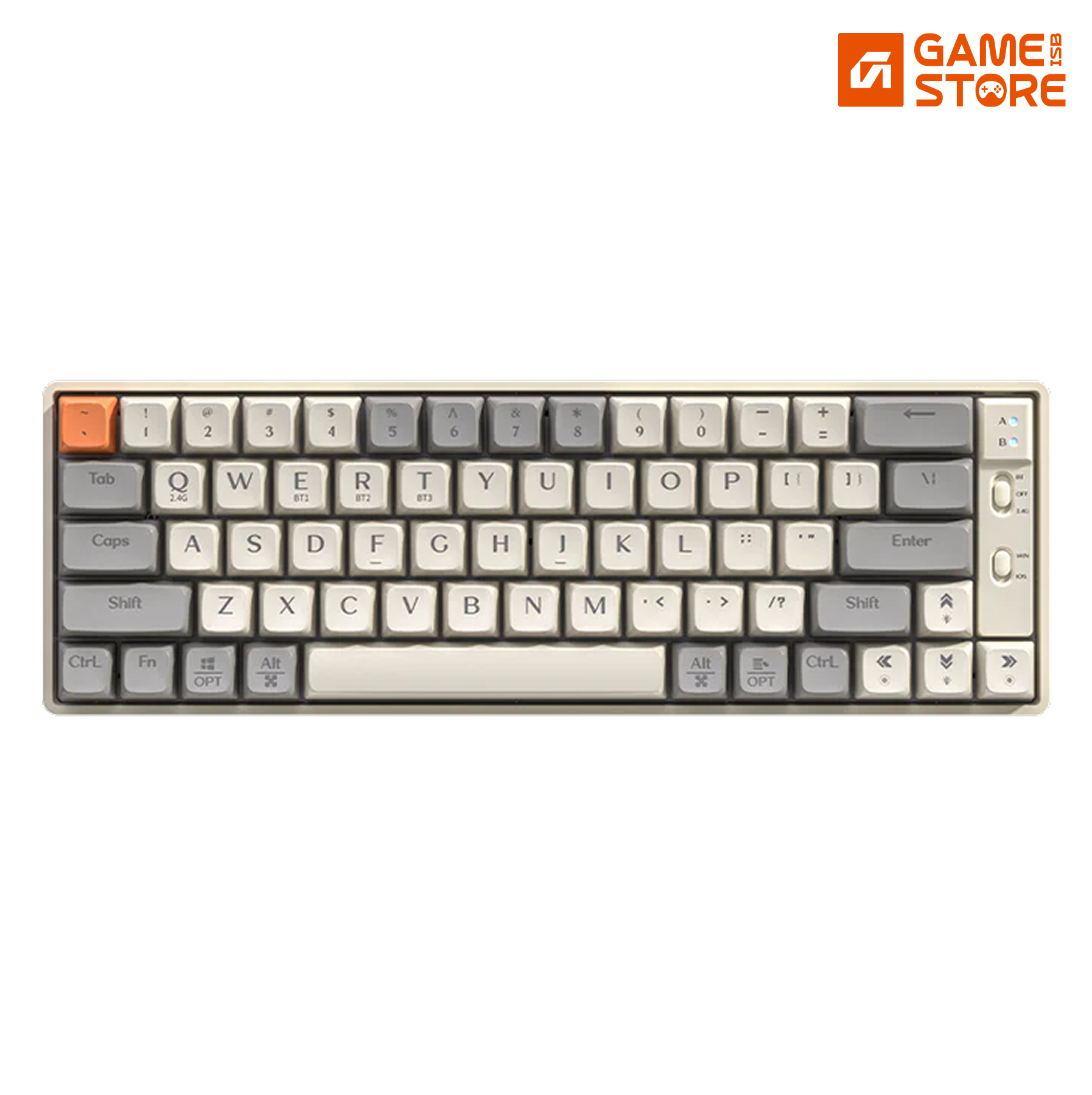 Langtu GK65 Tri-Mode Wireless Mechanical Gaming Keyboard, Bluetooth/2.4GHz/USB-C - Hot-Swappable Gold Switches (Milk White)
