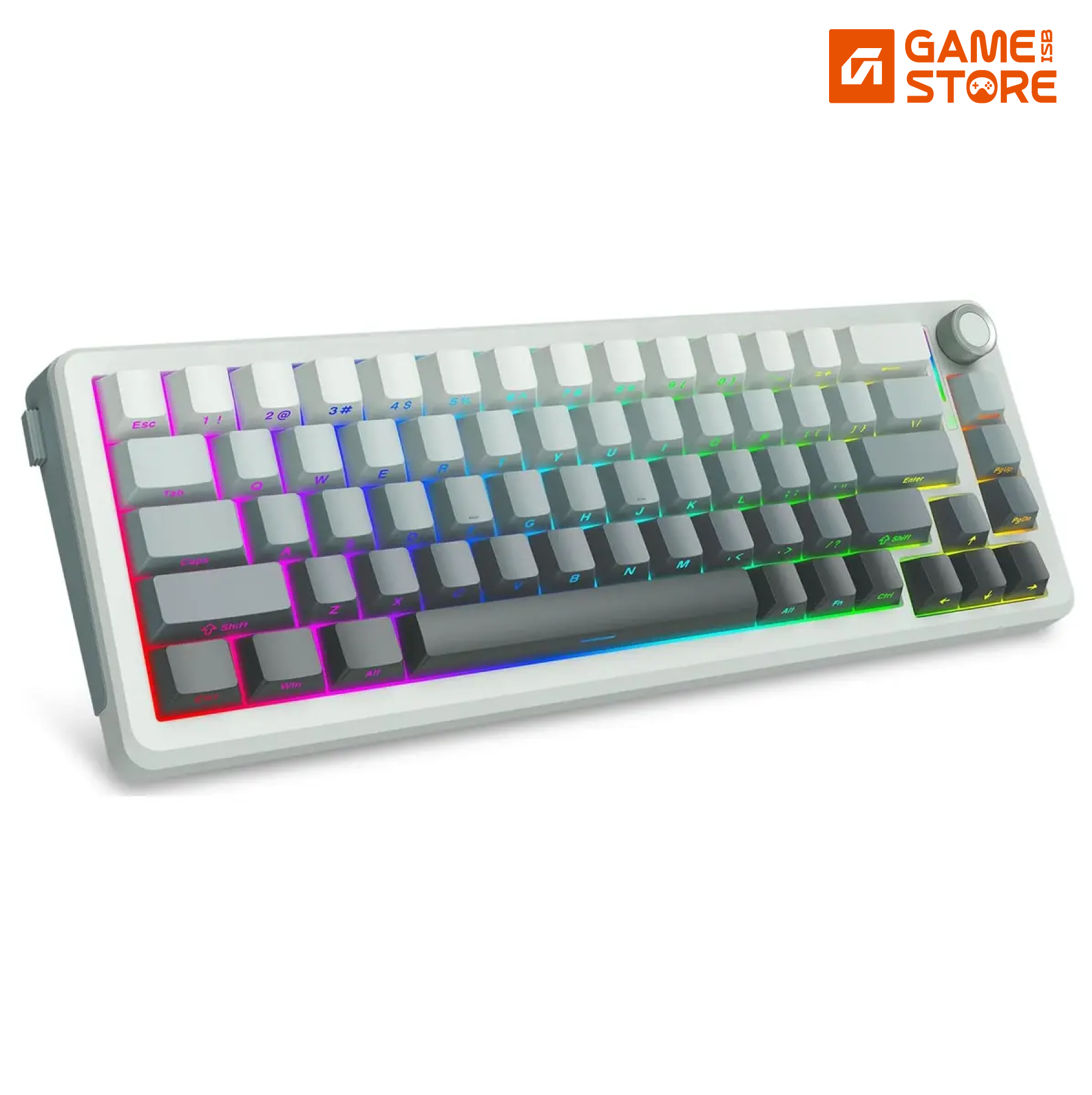 E-YOOSO Z-68 Wireless Mechanical Keyboard, 65% Hot Swappable, Tri-Mode 2.4GHz USB-C and Bluetooth 5.0, RGB Backlit, Metal Volume Knob, Gradient Gray