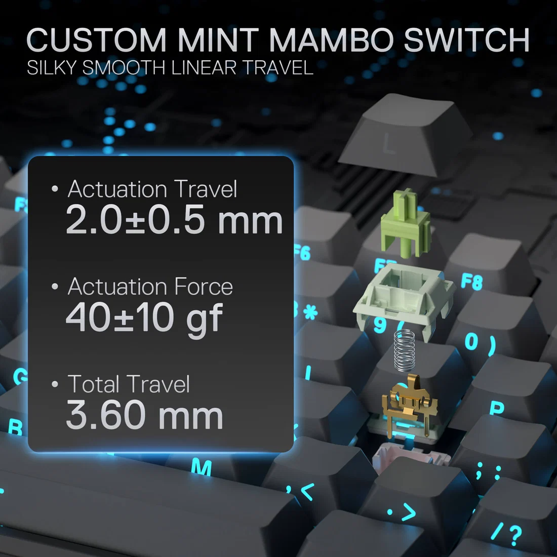 Redragon K707 PRO STAR BLADE TKL Wireless Mechanical Gaming Keyboard RGB Side Printed PBT Keycaps 3-Mode Connectivity Custom Mint Mambo Linear Switch